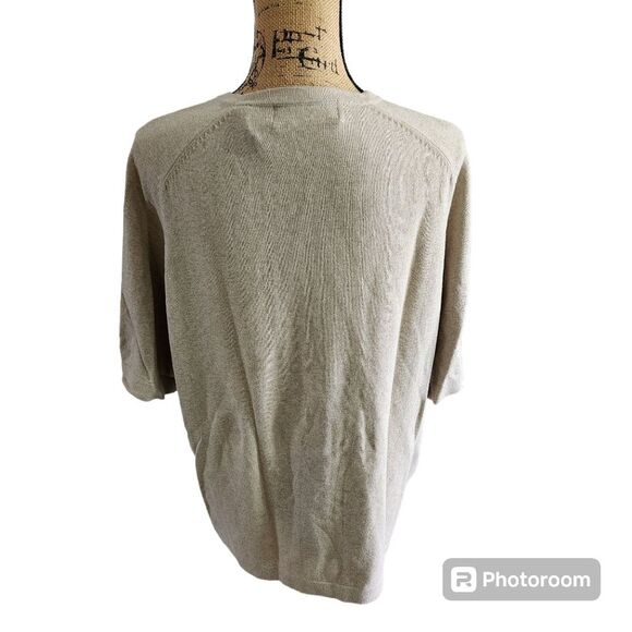 Brandini Short Sleeve Crew Neck Sweater Womens SZ XL Minimalist Preppy Old Money - Picture 3 of 4